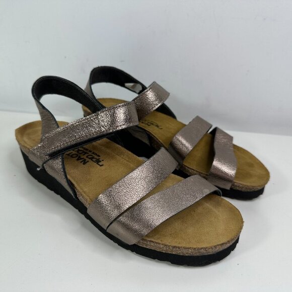 Naot Kayla Striped Sandal Pink / Gold Leather , Sz 38 / US 7 - Picture 2 of 15
